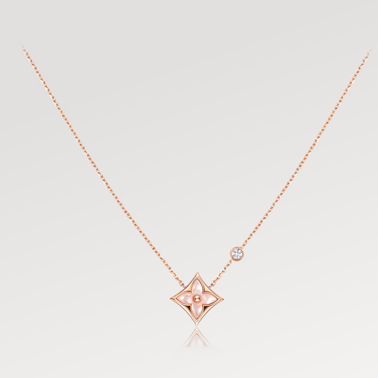 [Elowen Jewels]STAR PINK MOP 1 DIAMOND PINK GOLD NECKLACE