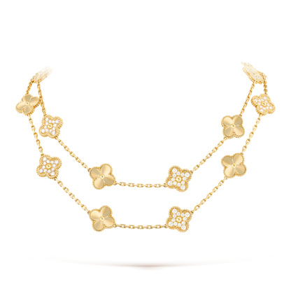 [Elowen Jewels]CLOVER 20 MOTIFS LASER DIAMOND NECKLACE