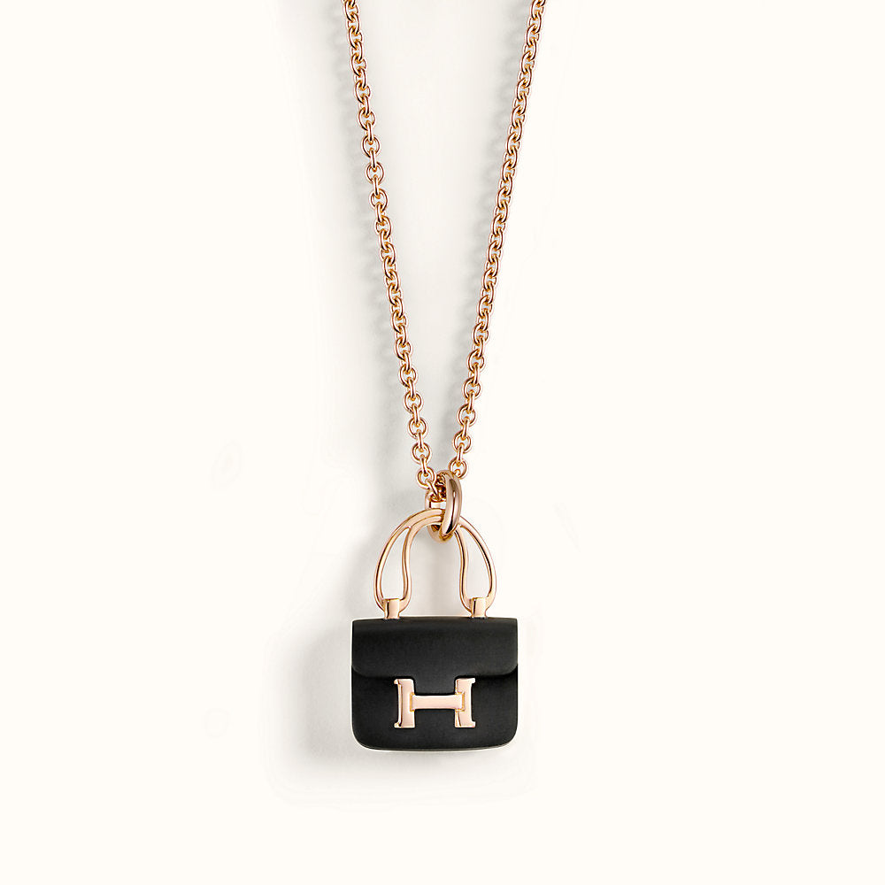 [Elowen Jewels]CONSTANCE BLACK PEDANT PINK GOLD NECKLACE