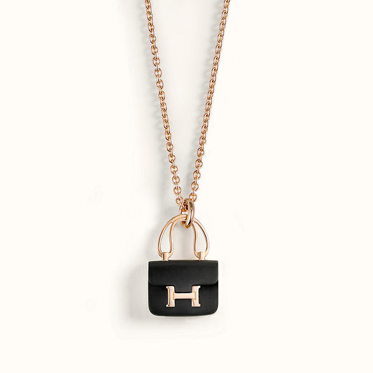 [Elowen Jewels]CONSTANCE BLACK PEDANT PINK GOLD NECKLACE