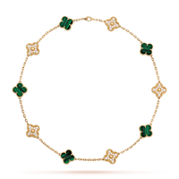 [Elowen Jewel]CLOVER 10 MOTIFS MALACHITE DIAMOND NECKLACE