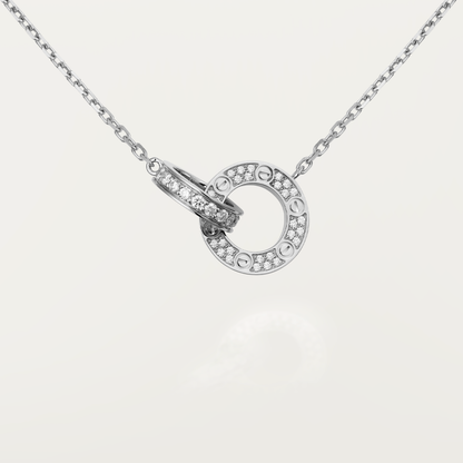 [Elowen Jewels]LOVE 7.6MM NECKLACE ROSE GOLD AND SILVER  FULL DIAMOND