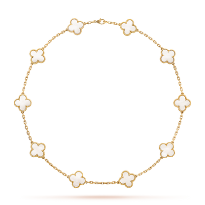 [Elowen Jewels]CLOVER 10 MOTIFS WHITE MOTHER OF PEARL NECKLACE