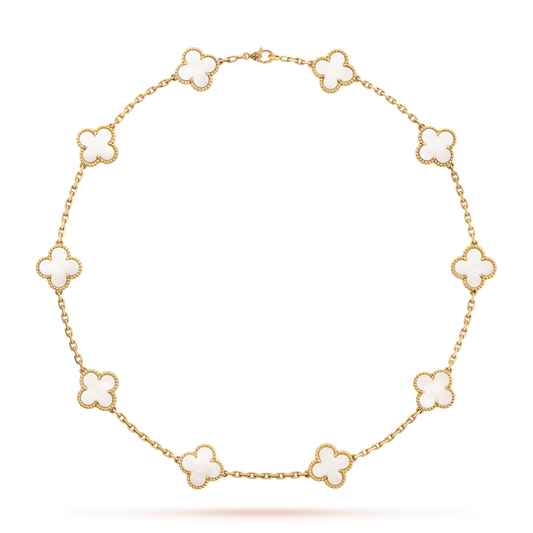 [Elowen Jewels]CLOVER 10 MOTIFS WHITE MOTHER OF PEARL NECKLACE