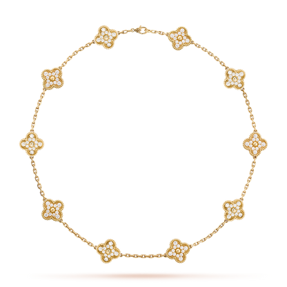 [Elowen Jewels]CLOVER 10 MOTIFS DIAMOND NECKLACE