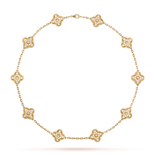 [Elowen Jewels]CLOVER 10 MOTIFS DIAMOND NECKLACE