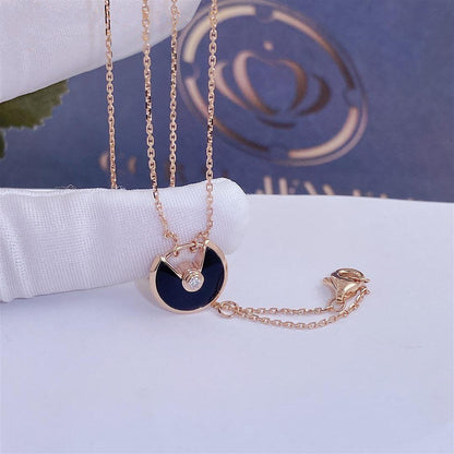 [Elowen Jewels]AMULETTE ROSE GOLD ONYX NECKLACE