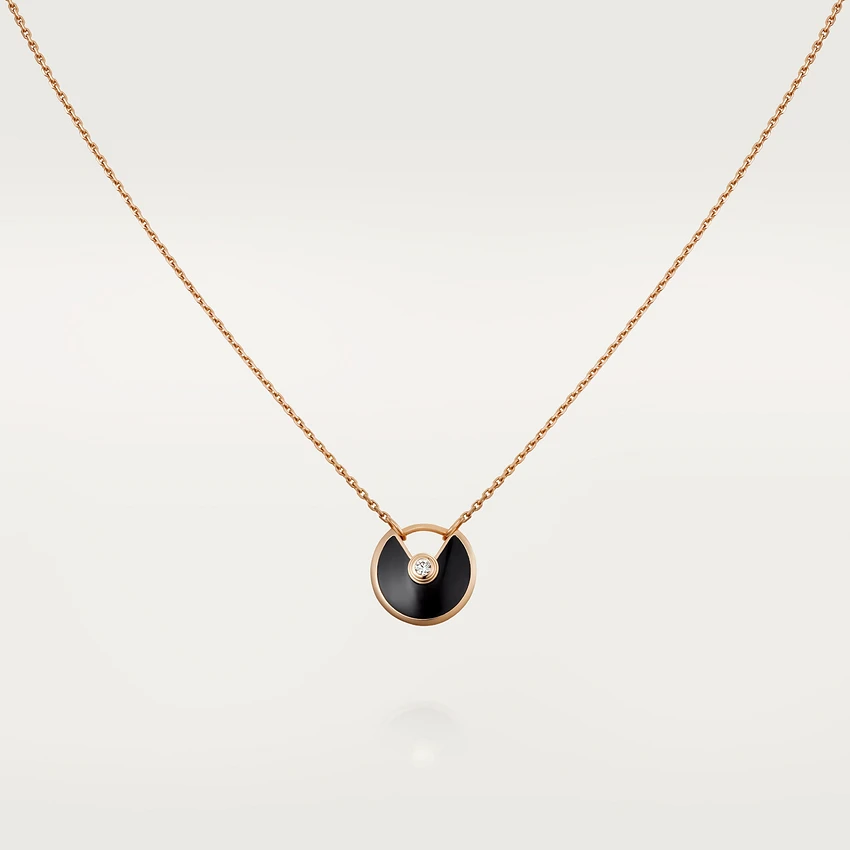 [Elowen Jewels]AMULETTE ROSE GOLD ONYX NECKLACE
