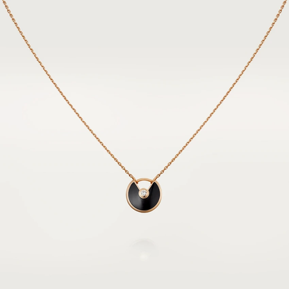 [Elowen Jewels]AMULETTE ROSE GOLD ONYX NECKLACE
