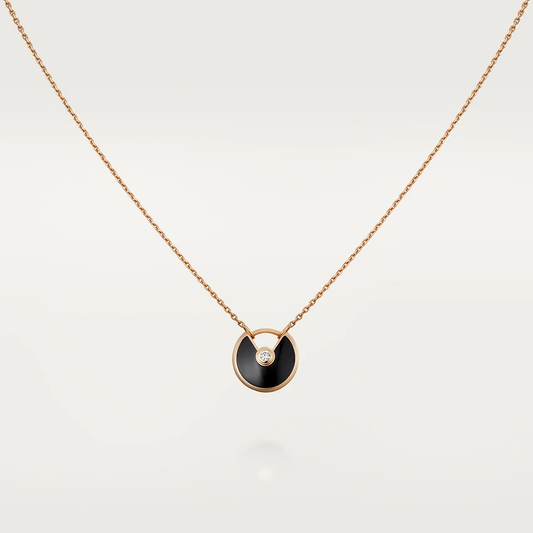 [Elowen Jewels]AMULETTE ROSE GOLD ONYX NECKLACE