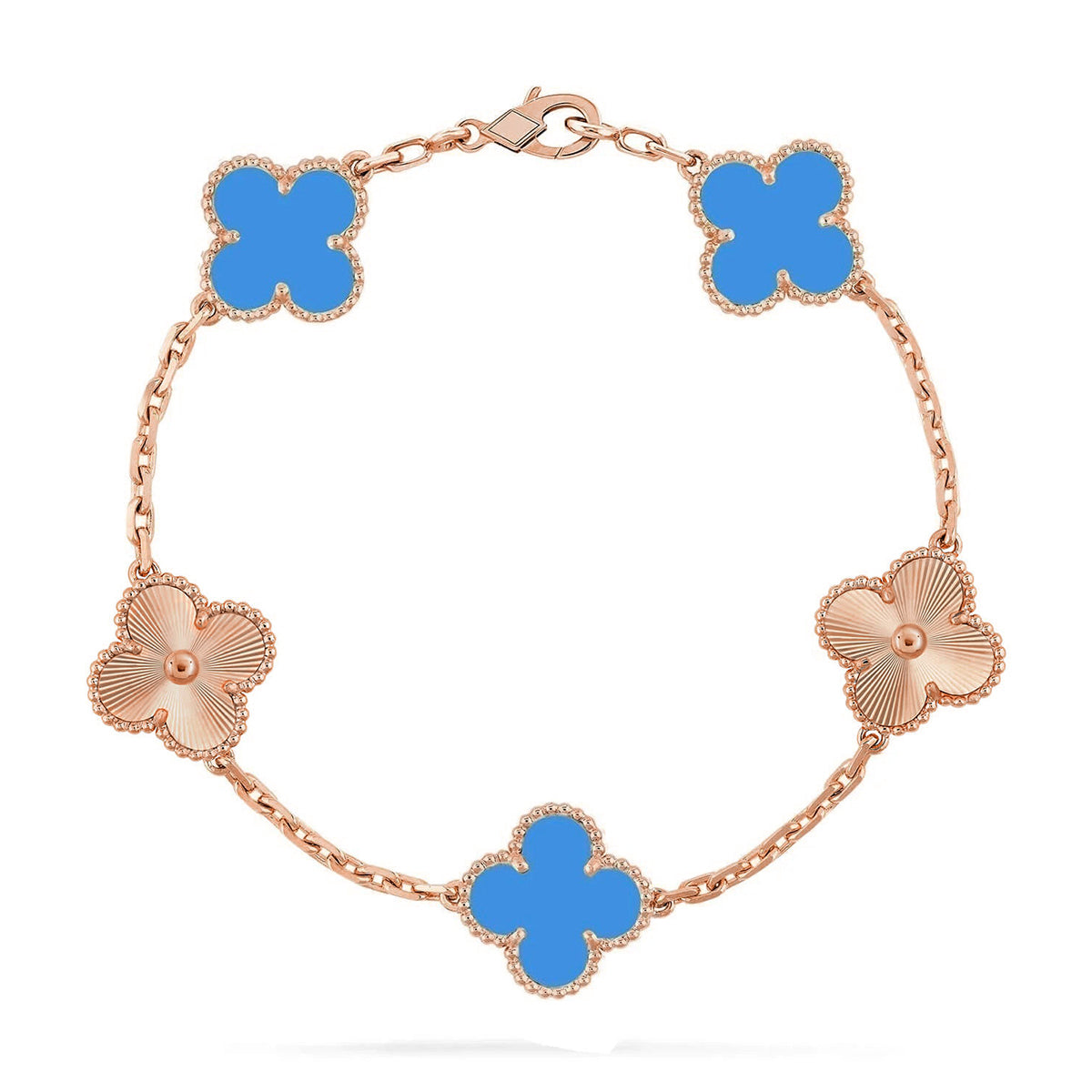 [Elowen Jewels] CLOVER 5 MOTIF BLUE AGATE BRACELET COLLECTION