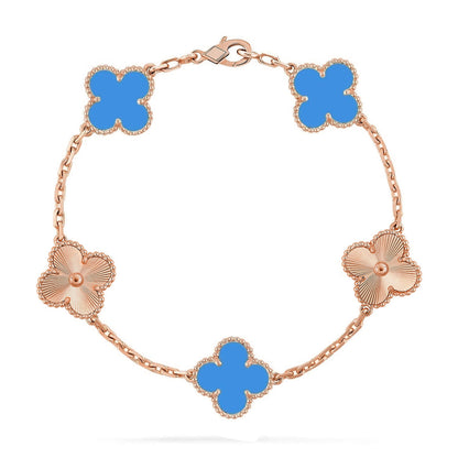 [Elowen Jewels] CLOVER 5 MOTIF BLUE AGATE BRACELET COLLECTION