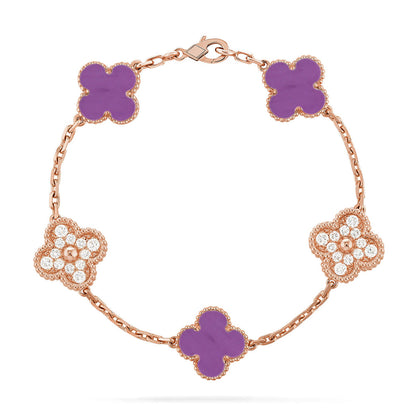 [Elowen Jewels] CLOVER 5 MOTIF VIOLET BRACELET COLLECTION