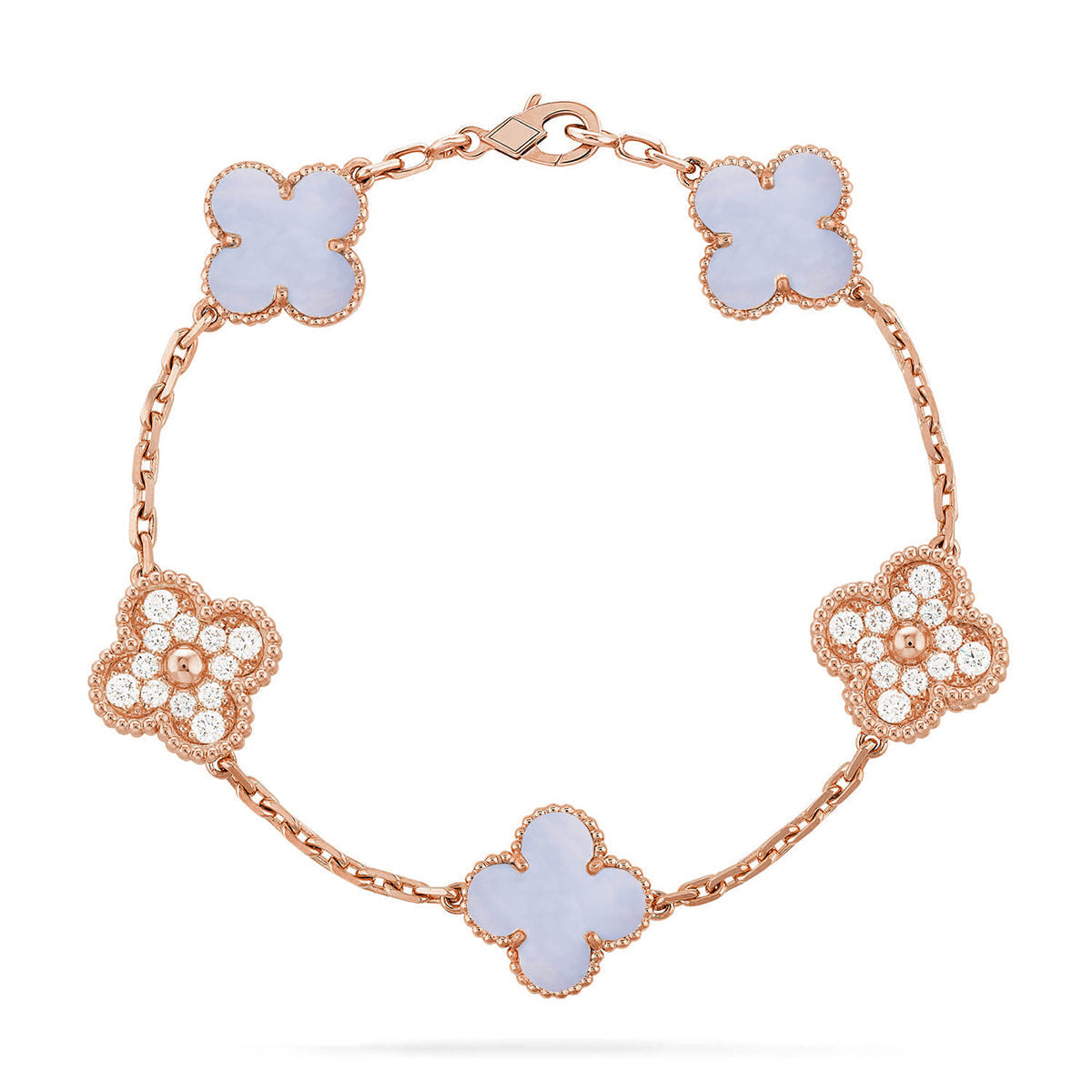 [Elowen Jewels] CLOVER 5 MOTIF PURPLE CHALCEDONY BRACELET COLLECTION