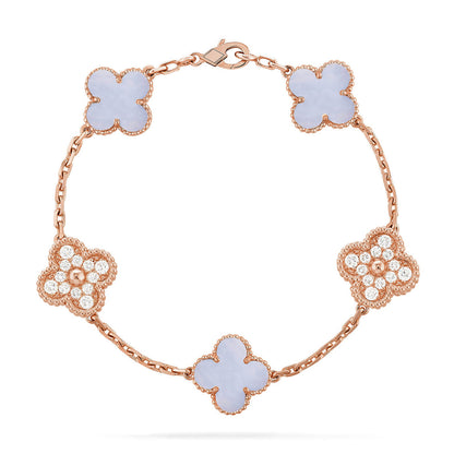 [Elowen Jewels] CLOVER 5 MOTIF PURPLE CHALCEDONY BRACELET COLLECTION