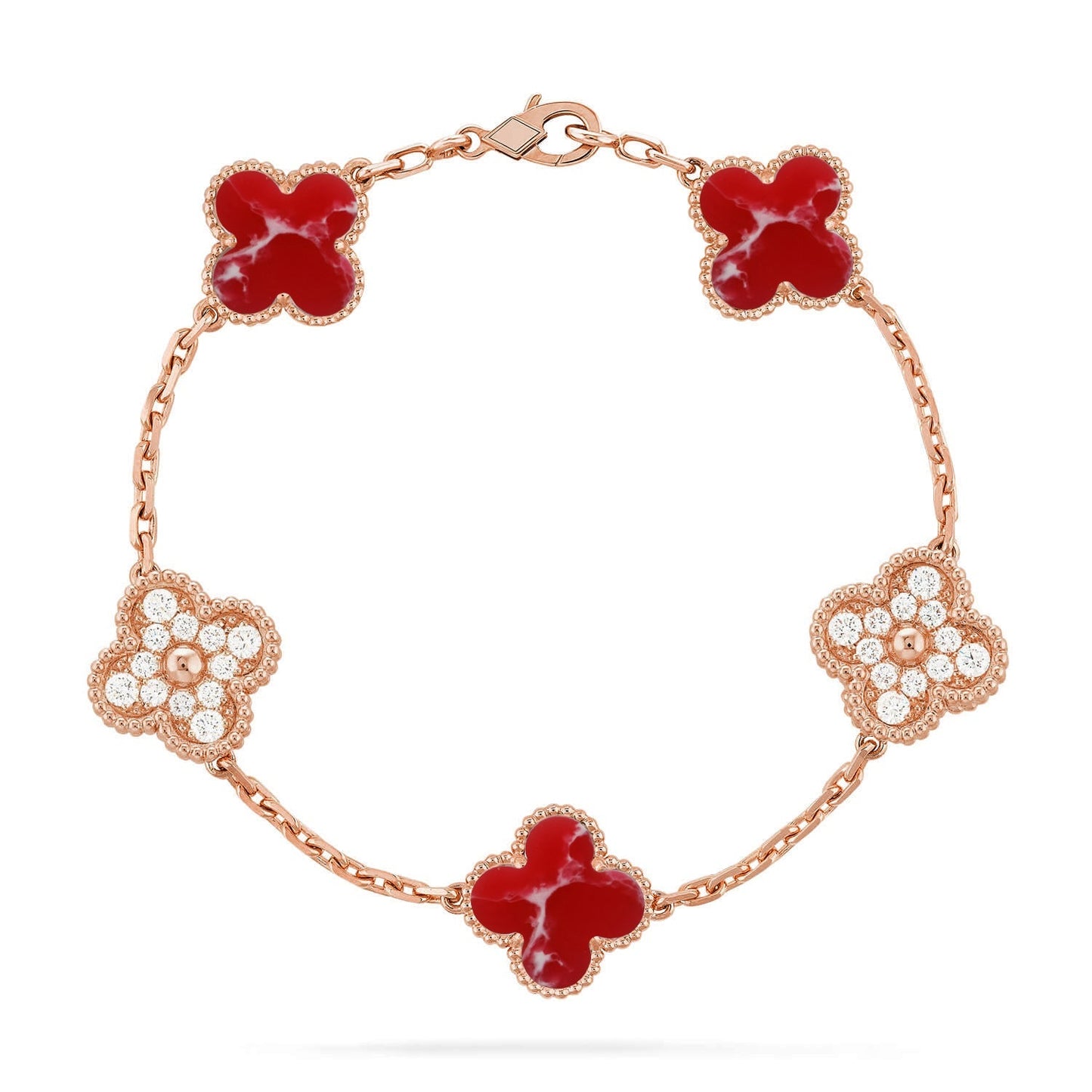 [Elowen Jewels]CLOVER 5 MOTIF RED PATTERN BRACELET COLLECTION