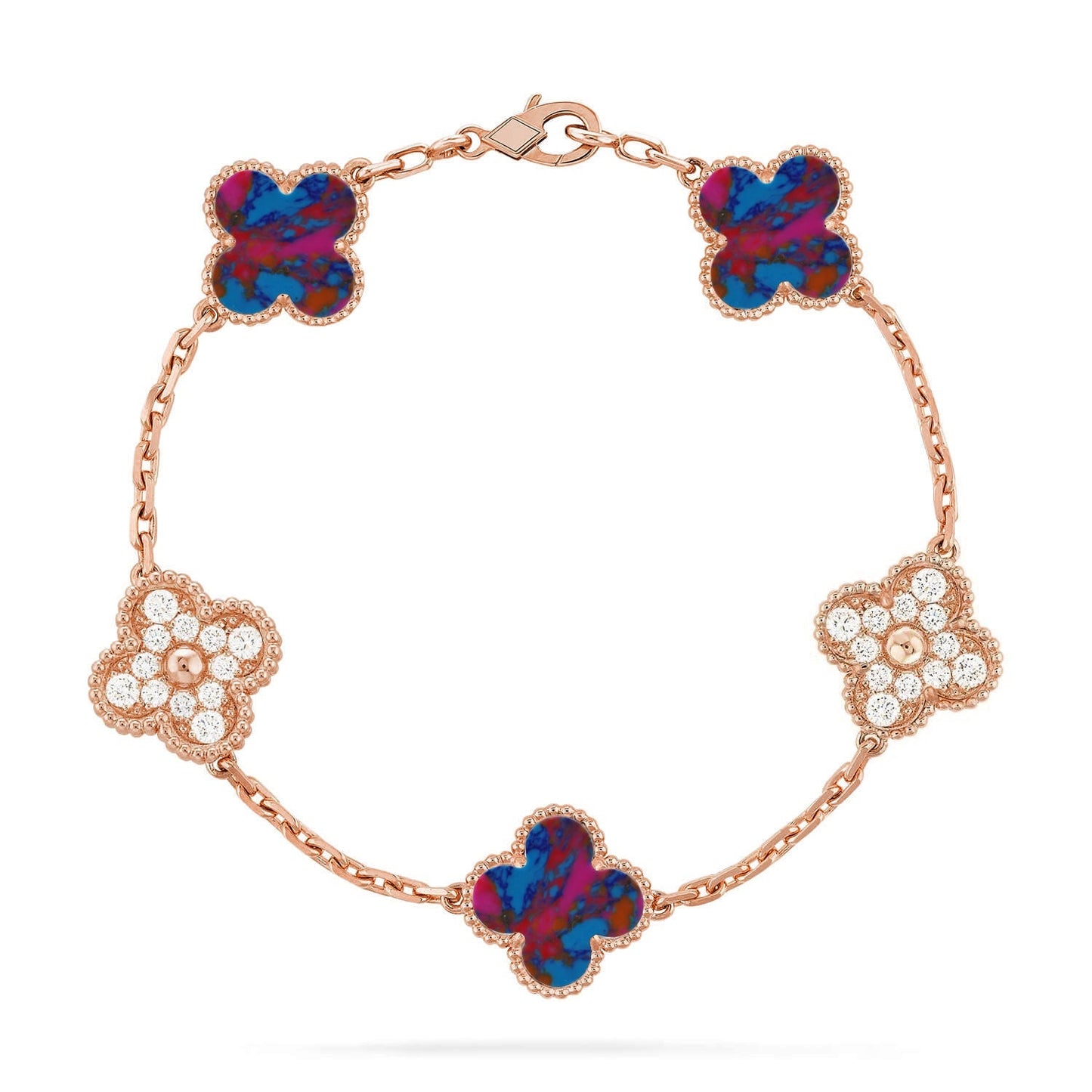 [Elowen Jewels]CLOVER 5 MOTIF COLOR GEMSTONES BRACELET COLLECTION