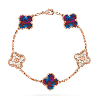 [Elowen Jewels]CLOVER 5 MOTIF COLOR GEMSTONES BRACELET COLLECTION