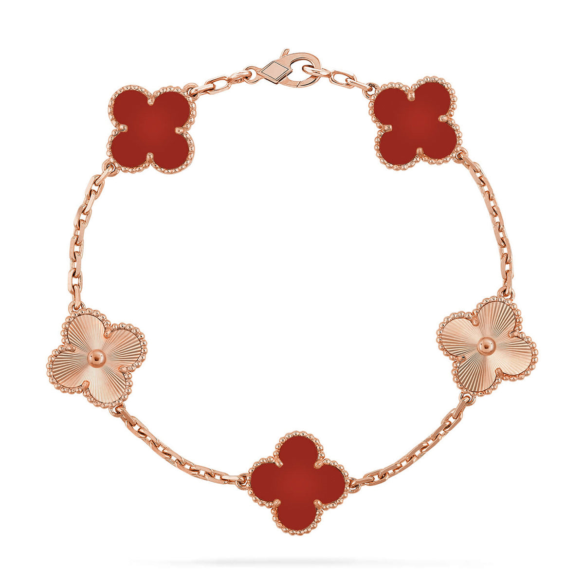[Elowen Jewels] CLOVER 5 MOTIF RED CORNELIAN BRACELET COLLECTION