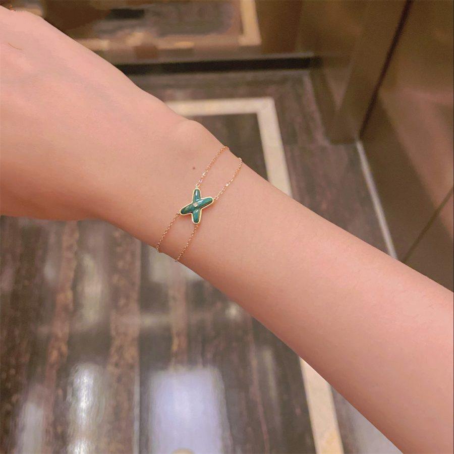 [Elowen Jewels]JEUX BRACELET MALACHITE PINK GOLD 1 DIAMOND
