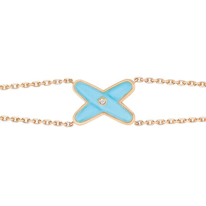 [Elowen Jewels]JEUX BRACELET TURQUOISE PINK GOLD 1 DIAMOND