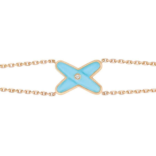 [Elowen Jewels]JEUX BRACELET TURQUOISE PINK GOLD 1 DIAMOND