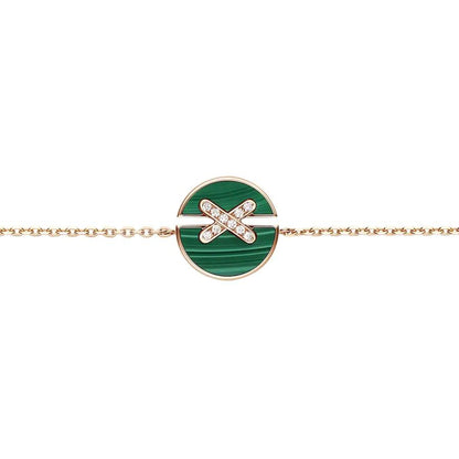 [Elowen Jewels]JEUX DE BRACELET MALACHITE PINK GOLD DIAMONDS