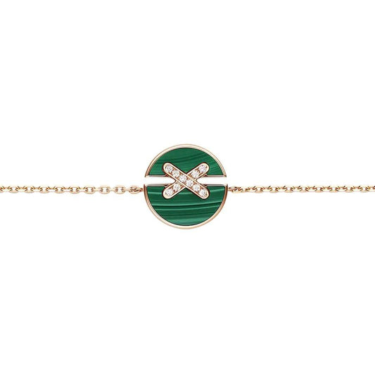 [Elowen Jewels]JEUX DE BRACELET MALACHITE PINK GOLD DIAMONDS