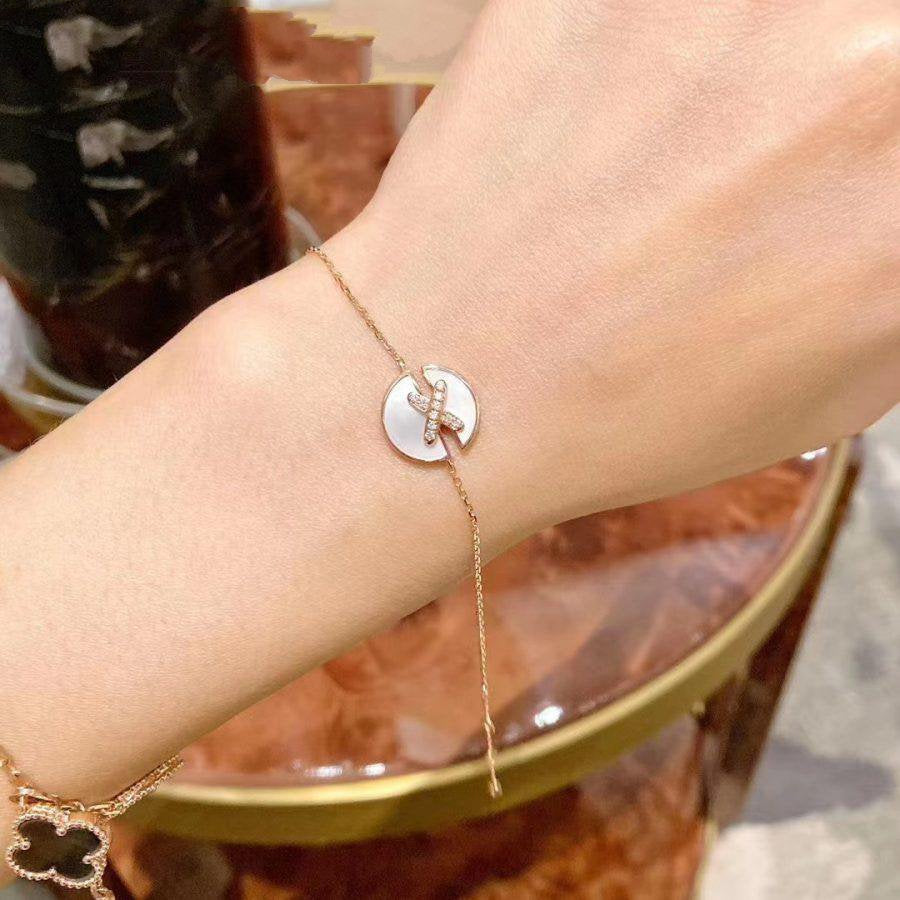 [Elowen Jewels]JEUX DE BRACELET MOP PINK GOLD DIAMONDS