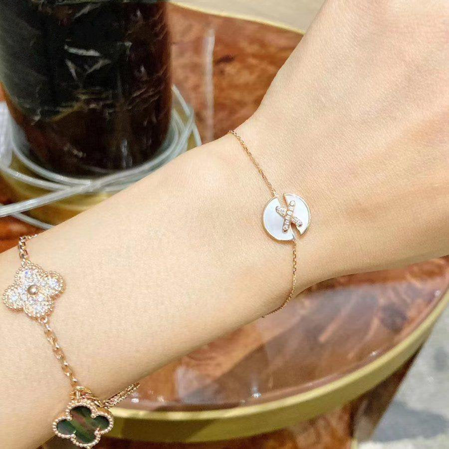 [Elowen Jewels]JEUX DE BRACELET MOP PINK GOLD DIAMONDS