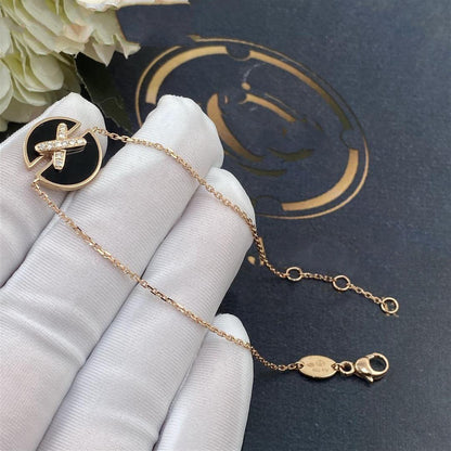 [Elowen Jewels]JEUX DE BRACELET ONYX PINK GOLD DIAMOND