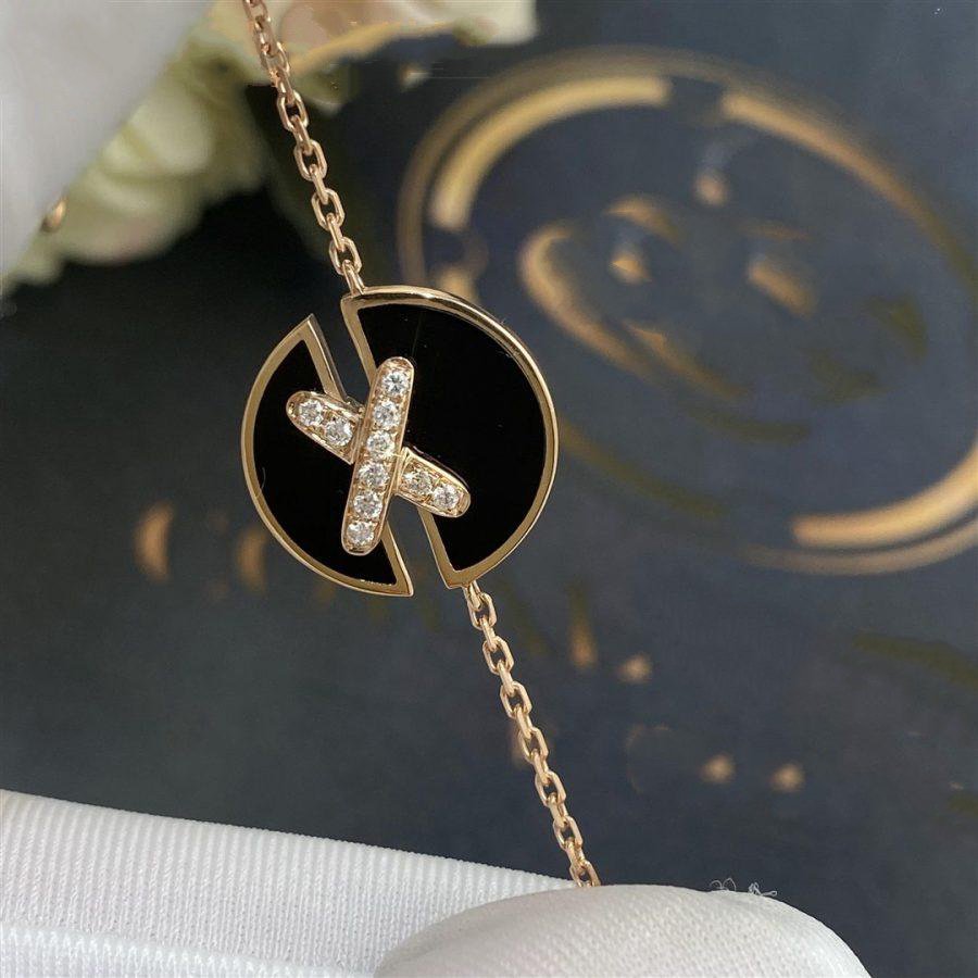 [Elowen Jewels]JEUX DE BRACELET ONYX PINK GOLD DIAMOND