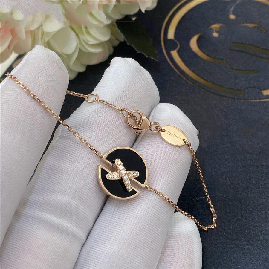 [Elowen Jewels]JEUX DE BRACELET ONYX PINK GOLD DIAMOND