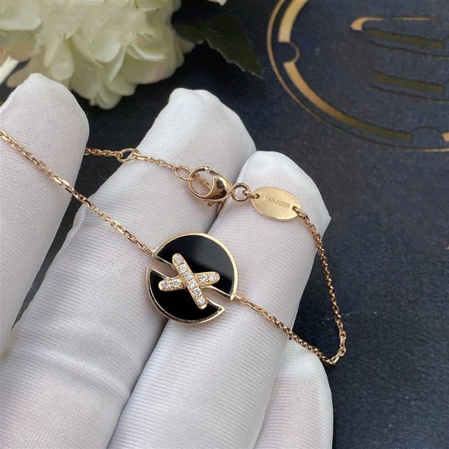 [Elowen Jewels]JEUX DE BRACELET ONYX PINK GOLD DIAMOND