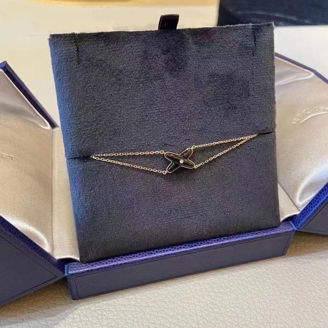 [Elowen Jewels]JEUX BRACELET ONYX PINK GOLD 1 DIAMOND