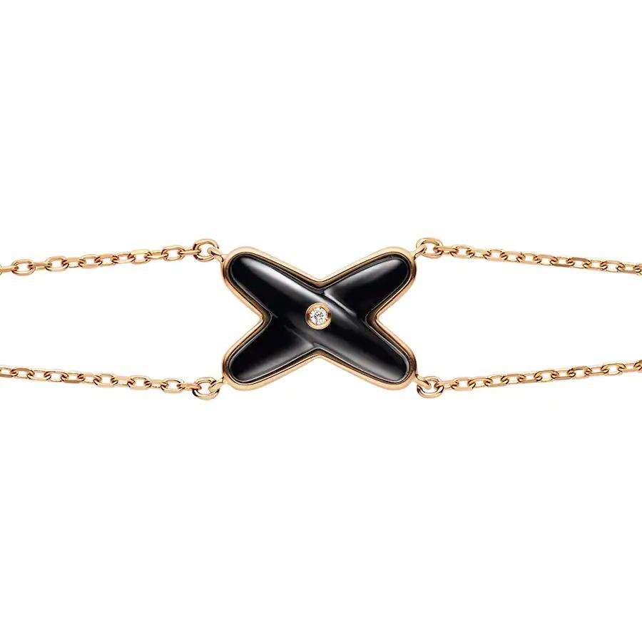 [Elowen Jewels]JEUX BRACELET ONYX PINK GOLD 1 DIAMOND