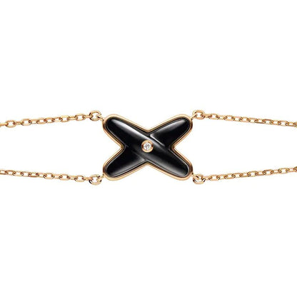 [Elowen Jewels]JEUX BRACELET ONYX PINK GOLD 1 DIAMOND