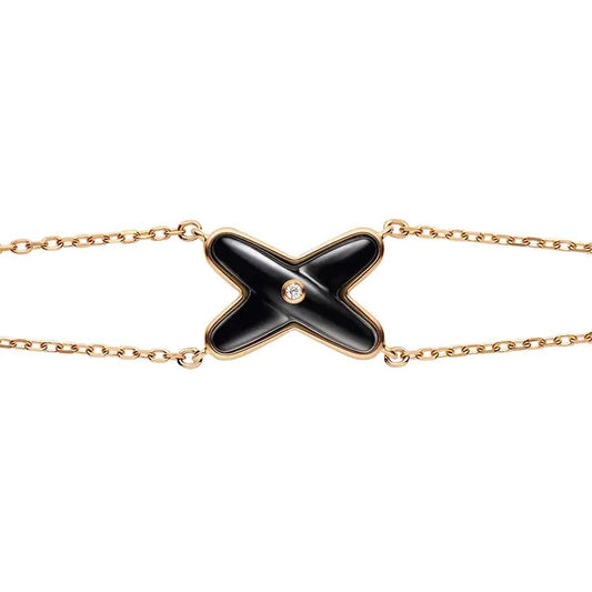 [Elowen Jewels]JEUX BRACELET ONYX PINK GOLD 1 DIAMOND
