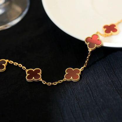 [Elowen Jewels] CLOVER 5 MOTIF RED CORNELIAN BRACELET COLLECTION