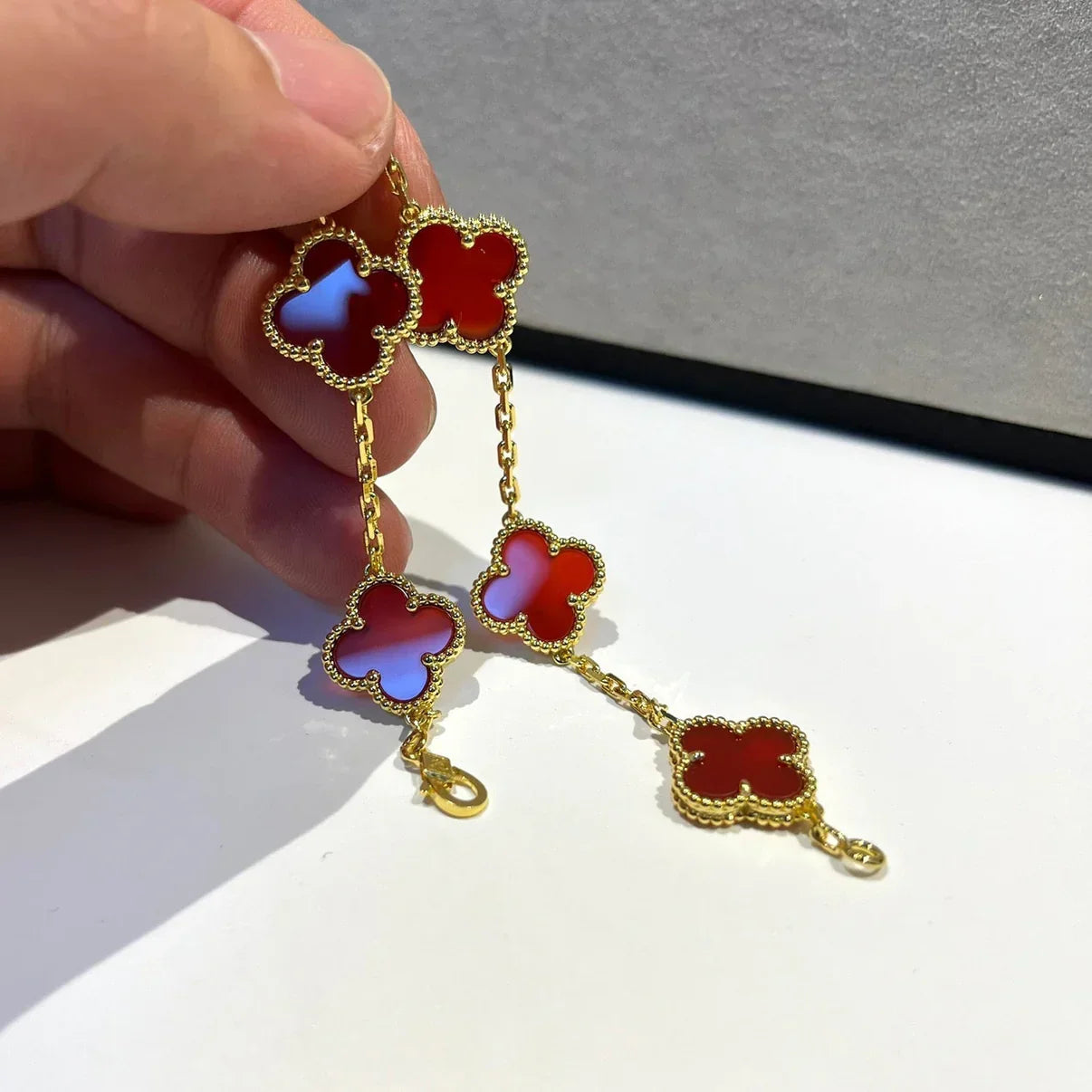 [Elowen Jewels] CLOVER 5 MOTIF RED CORNELIAN BRACELET COLLECTION