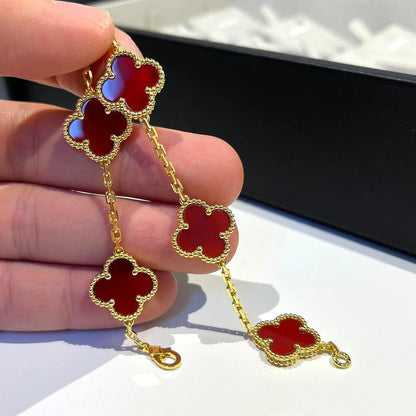 [Elowen Jewels] CLOVER 5 MOTIF RED CORNELIAN BRACELET COLLECTION