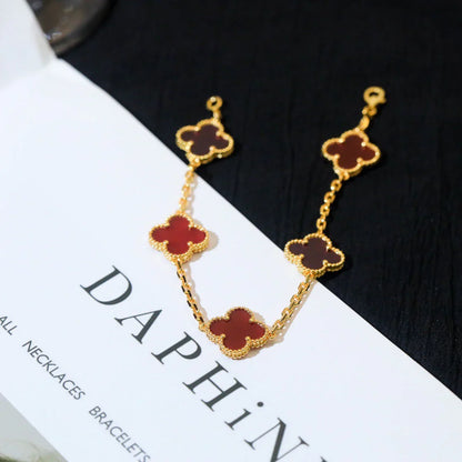 [Elowen Jewels] CLOVER 5 MOTIF RED CORNELIAN BRACELET COLLECTION