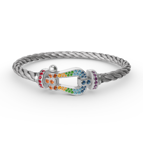 [Elowen Jewels]FORC LARGE HORSESHOE  COLORED DIAMOND BRACELET SILVER