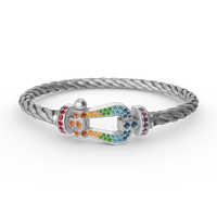 [Elowen Jewel]FORC LARGE HORSESHOE  COLORED DIAMOND BRACELET SILVER