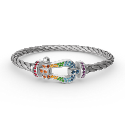 [Elowen Jewels]FORC LARGE HORSESHOE  COLORED DIAMOND BRACELET SILVER
