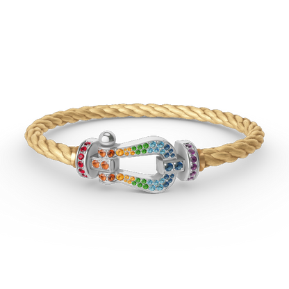 [Elowen Jewels]FORC LARGE HORSESHOE  COLORED DIAMOND BRACELET SILVER