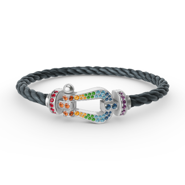 [Elowen Jewels]FORC LARGE HORSESHOE  COLORED DIAMOND BRACELET SILVER