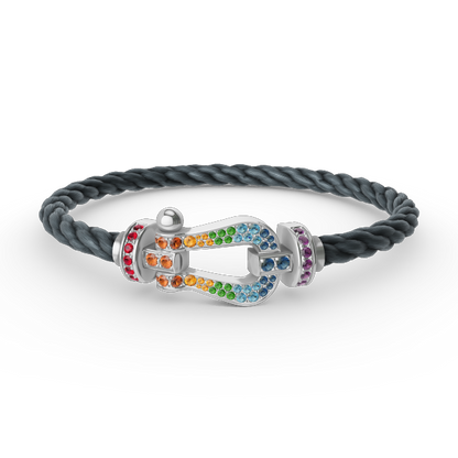 [Elowen Jewels]FORC LARGE HORSESHOE  COLORED DIAMOND BRACELET SILVER