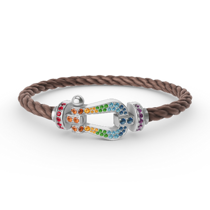 [Elowen Jewels]FORC LARGE HORSESHOE  COLORED DIAMOND BRACELET SILVER