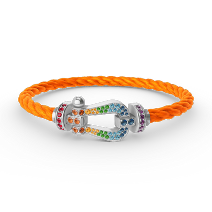 [Elowen Jewels]FORC LARGE HORSESHOE  COLORED DIAMOND BRACELET SILVER